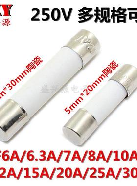5x20 6x30MM 陶瓷保险丝/管 250VF6A/7A/8A/10A/15A/20A （10个）