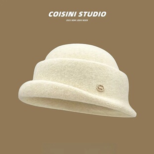 2025新款 赫本风高品质千金礼帽渔夫帽子女秋冬气质百搭优雅盆帽潮