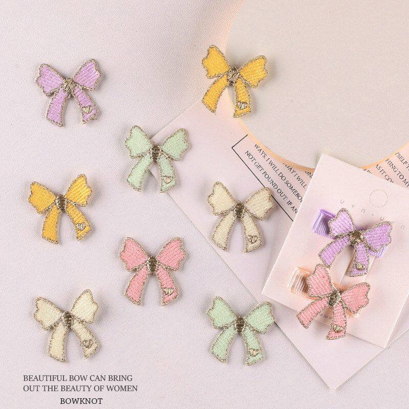 布贴标刺绣水溶绣花多色电脑diy服装辅料布贴补丁贴蝴蝶结布标