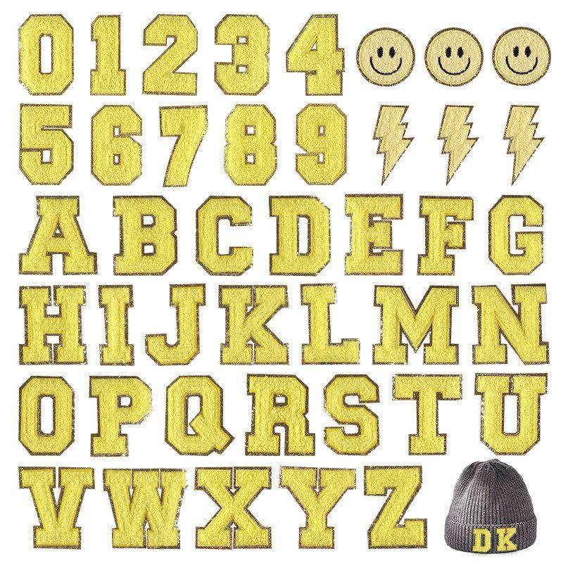 服装辅料黄色徽章标金边绣花数字布贴雪尼尔电脑毛巾标字母刺绣绣,居家布艺,布贴,淘宝优惠券,粉丝福利购,淘宝优惠卷