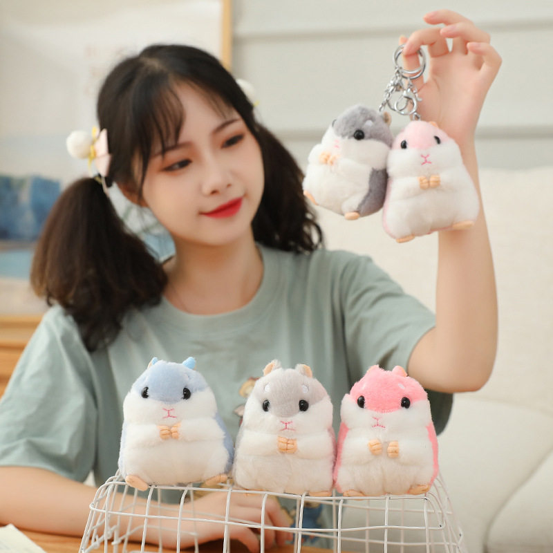 毛绒仓鼠钥匙扣女可爱ins 网红书包挂饰公仔玩偶情侣汽车钥匙挂件