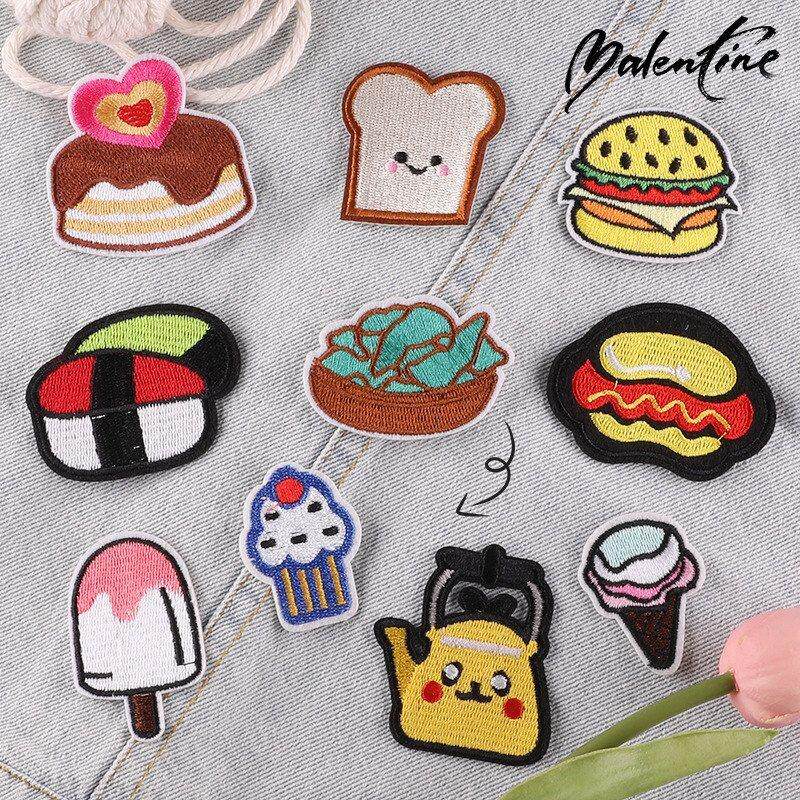 配饰布标贴电脑绣花食物刺绣补丁贴冰淇淋汉堡布贴标徽章衣帽辅料