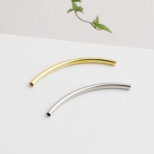 材料镀金纯银项链配件DIY光面S925手工隔珠编绳饰品手链弯管串珠