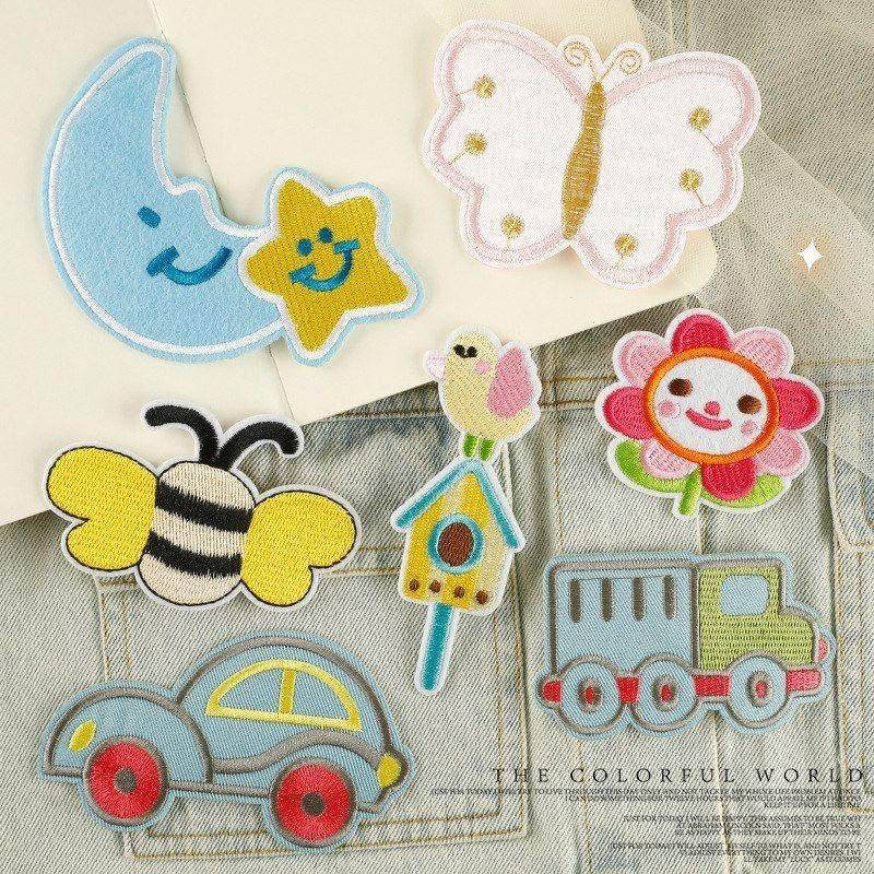 手账花朵徽章蜜蜂标卡通绣花补丁贴刺绣服装辅料配饰电脑DIY布贴,居家布艺,布贴,淘宝优惠券,粉丝福利购,淘宝优惠卷