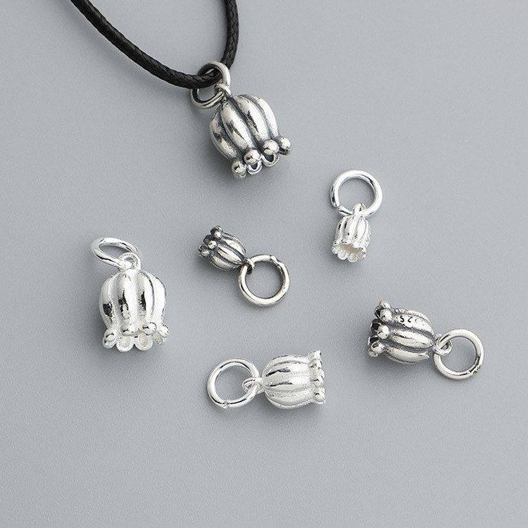 编绳郁金香小花吊坠泰银项链花朵纯银配件挂件银饰品DIY手串S925,饰品/流行首饰/时尚饰品新,其他DIY饰品配件,淘宝优惠券,粉丝福利购,淘宝优惠卷