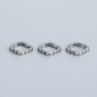 手工泰银配件隔珠复古四边形DIY珠框饰品银珠子s925可包花纹手链