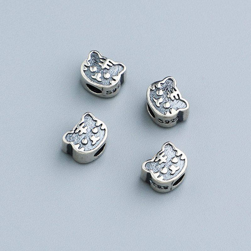 泰银编绳DIY隔珠手工串珠散珠配件生肖手链材料纯银S925老虎扁珠,饰品/流行首饰/时尚饰品新,其他DIY饰品配件,淘宝优惠券,粉丝福利购,淘宝优惠卷