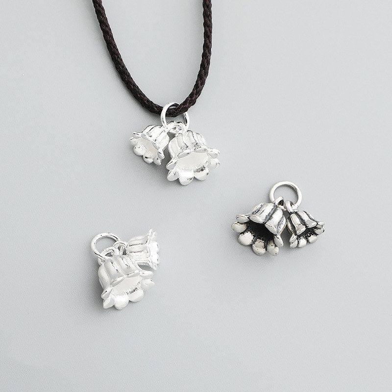 项链并蒂花S925配件饰品手链吊坠DIY编绳纯银泰银铃兰花朵挂件,饰品/流行首饰/时尚饰品新,其他DIY饰品配件,淘宝优惠券,粉丝福利购,淘宝优惠卷