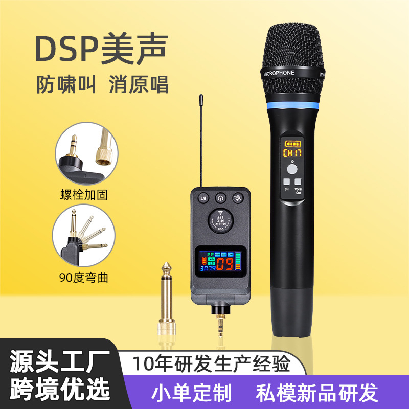 朗声m502带dsp防啸叫混响蓝牙无线充电麦克风话筒唱歌家用ktv