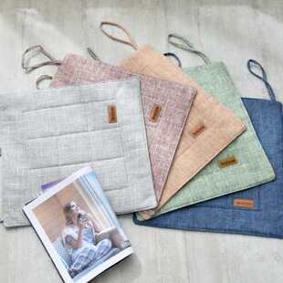 四季办公室坐垫透气防滑座椅垫家用仿麻布屁股垫久坐薄垫子有绑带