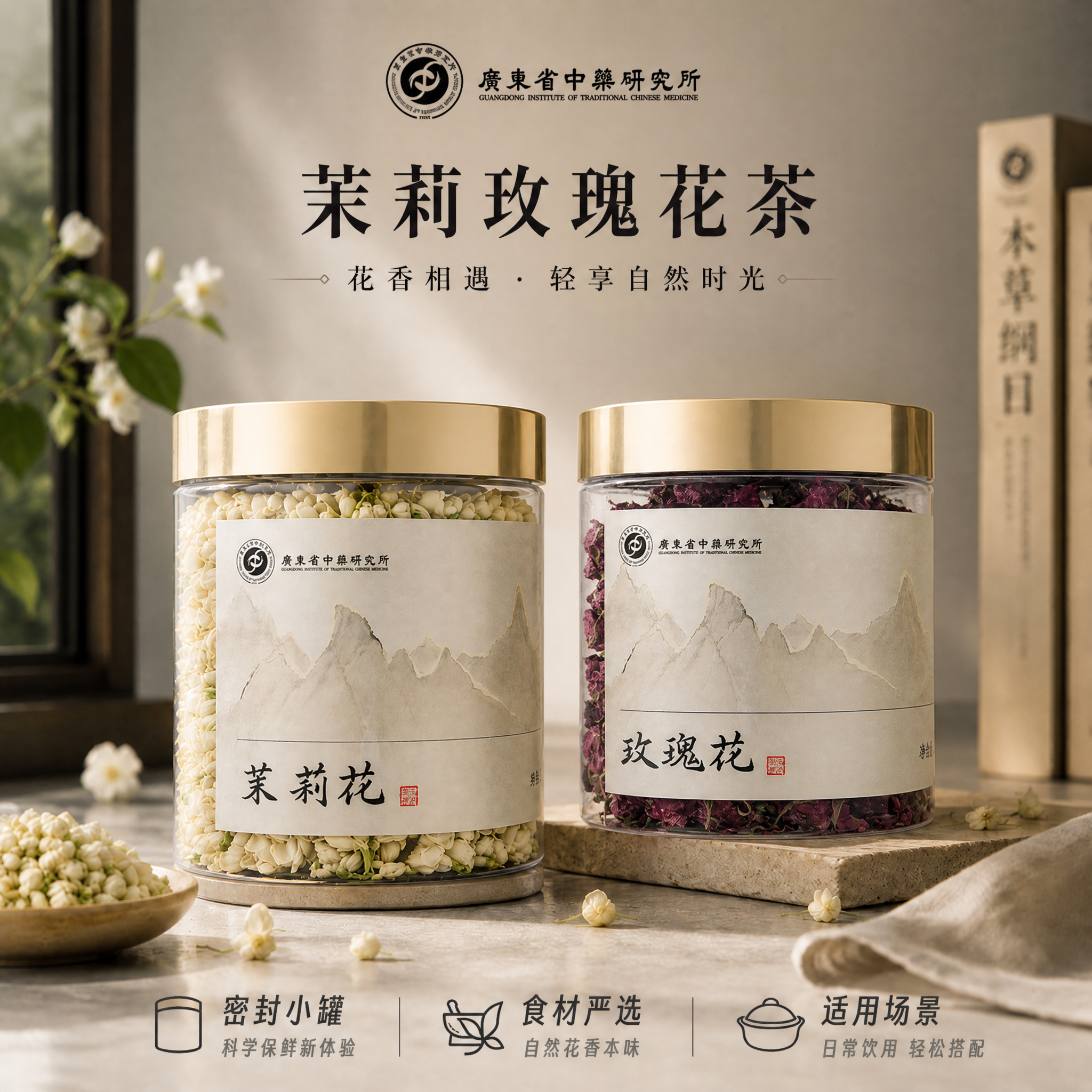 玫瑰花茉莉花组合茶无硫横县茉莉雪球玫瑰花冠干花泡茶养生茶花茶