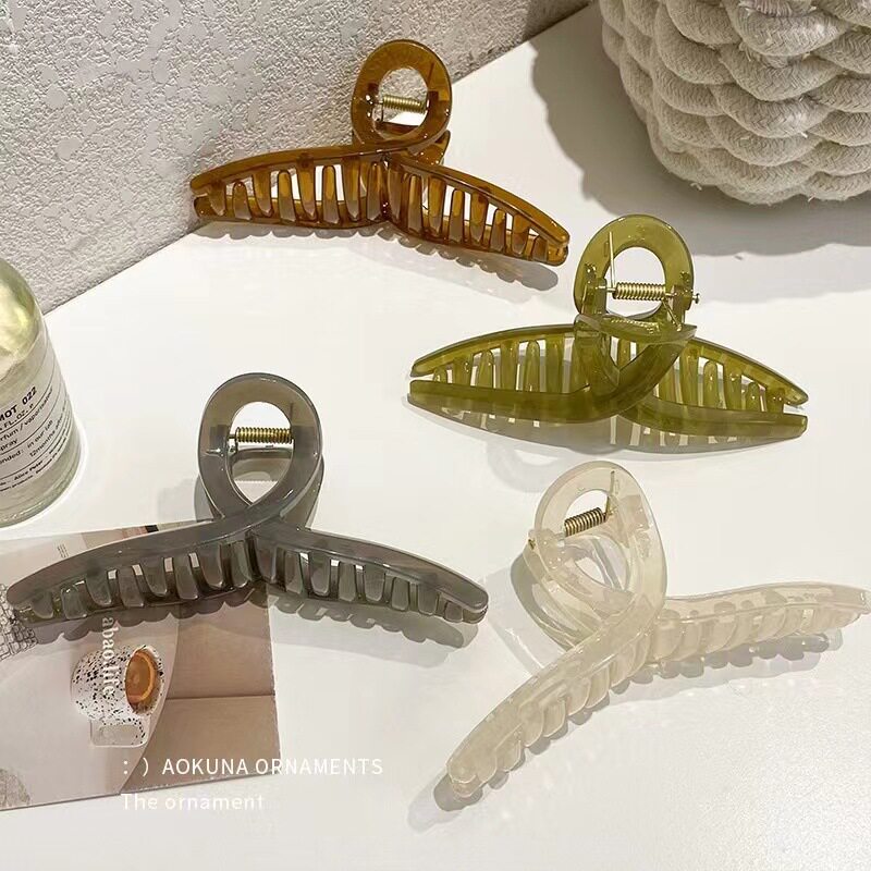 包邮大号果冻色抓夹韩国ins亚克力发夹法式后脑勺盘发鲨鱼夹发饰