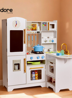 Jadore豪华转角厨房男女孩过家家仿真做煮饭儿童蒙氏早教益智玩具
