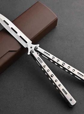 蝴蝶刀csgo折叠刀未开刃练习防身甩手玩具刀全钢花式新手训练梳子