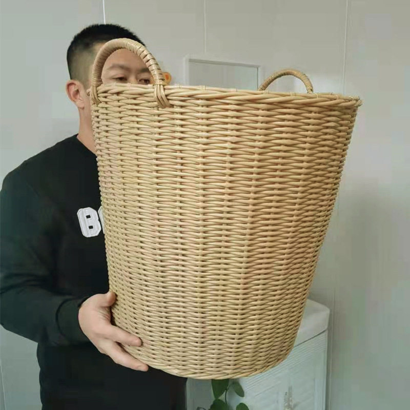 米色脏衣篮家用大号仿藤编收纳筐