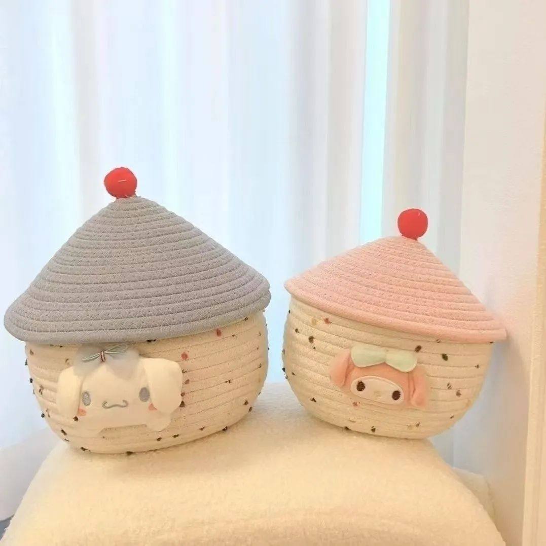 多巴胺玉桂狗卡通棉线绳桌面收纳篮杂物零食储物盒创意,收纳整理,收纳筐,淘宝优惠券,粉丝福利购,淘宝优惠卷