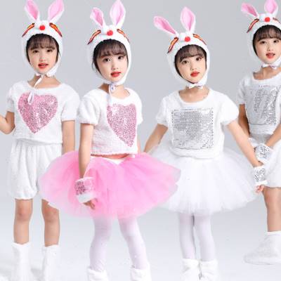 六一兔子演出服儿童动物服小兔子乖乖舞蹈服幼儿园纱裙白兔表演服