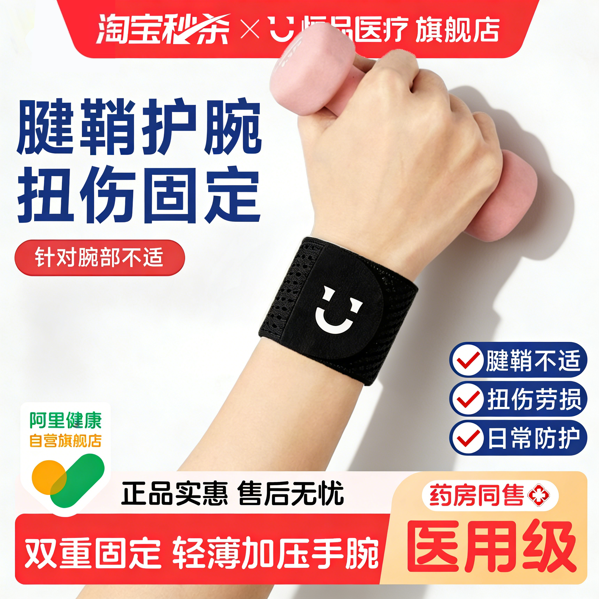 医用级护腕手腕腱鞘炎男女款扭伤手腕劳损透气运动健身羽毛球护腕