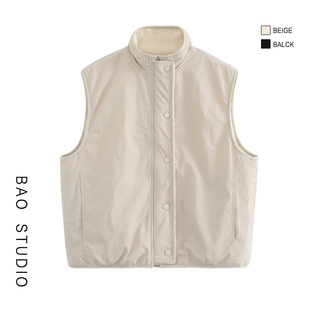 BAO 加厚2WAY坎肩上衣 STUDIO韩系简约立领宽松马甲外套女秋冬季