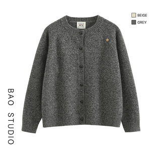 BAO STUDIO 韩系百搭毛衣冬季纱线针织衫宽松慵懒风毛线外套女