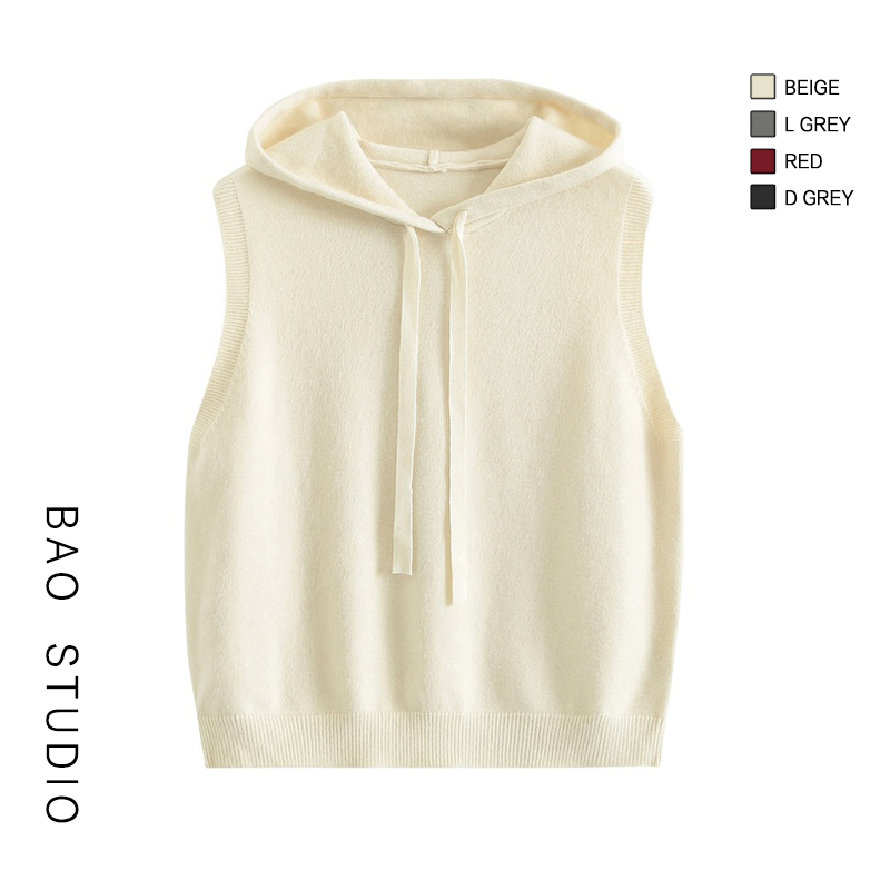BAO STUDIO韩系博主极简净版连帽马甲2025春新款外搭叠穿马甲背心
