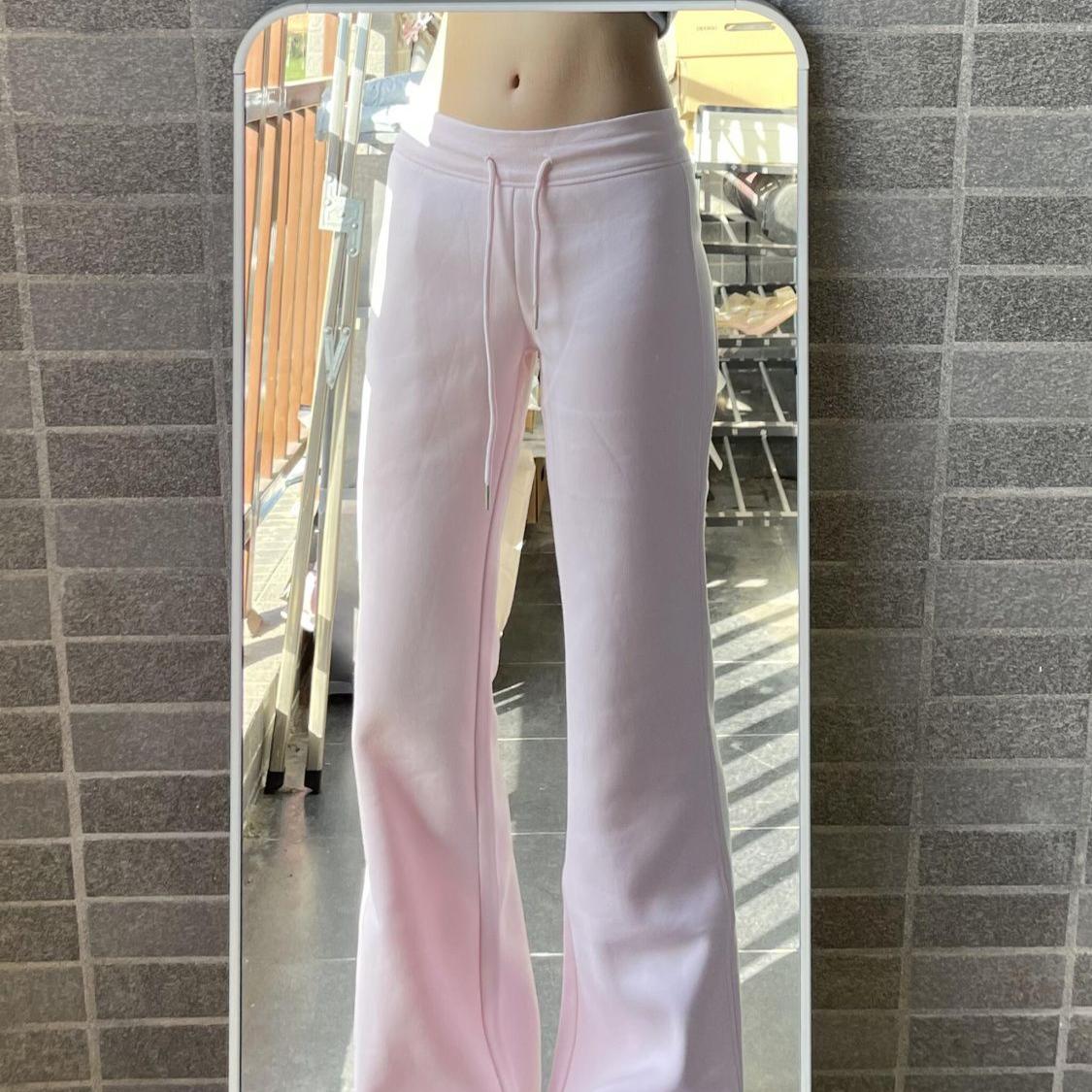 粉色高腰休闲裤女喇叭裤子