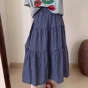 格子半身裙女夏季 垂感休閑蛋糕裙子 百搭高腰遮肉顯瘦時尚 2025新款