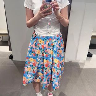 韓系小眾碎花蓬蓬半身裙女2025夏季 高腰顯瘦海邊度假風中裙子 新款
