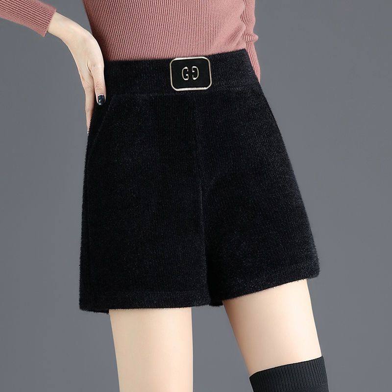 加绒加厚亮丝雪尼尔短裤女秋冬高腰外穿靴裤时尚百搭显瘦阔腿大码,女装/女士精品,休闲裤,淘宝优惠券,粉丝福利购,淘宝优惠卷