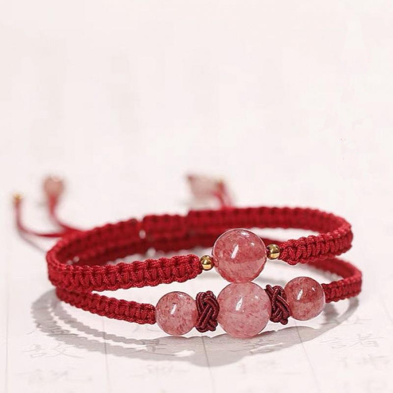 草莓晶旺招桃花手链女转运珠脚链
