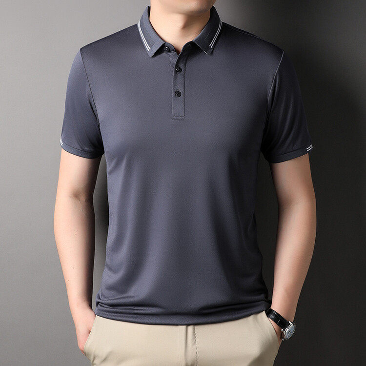 宽松型青春流行夏季短袖浅蓝Polo衫