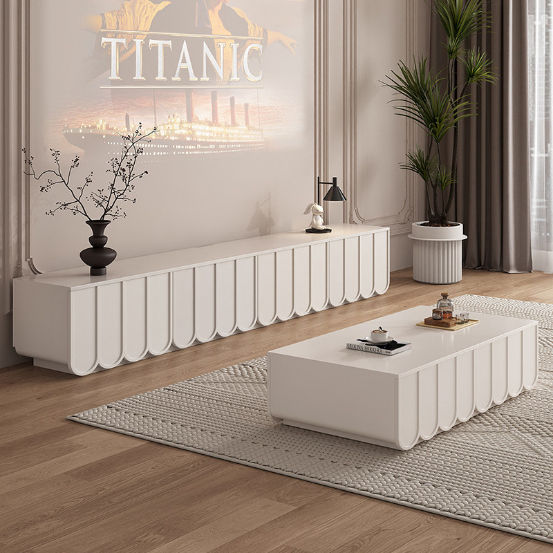 法式奶油风家用客厅小户型轻奢储物电视边柜2026新款全实木落地柜