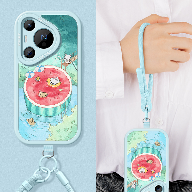 适用华为pura70手机壳手绳夏天