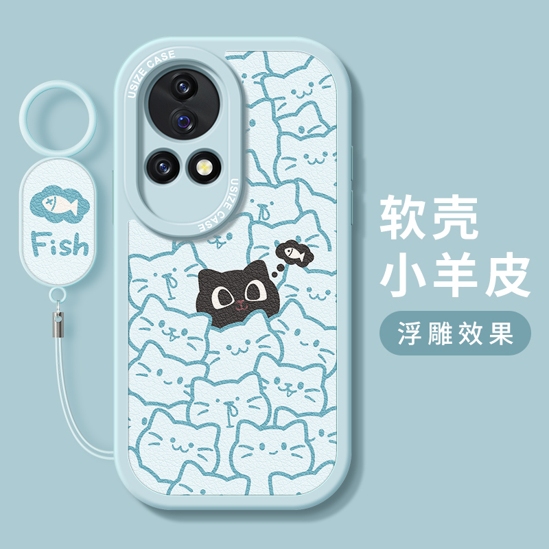 适用华为硅胶卡通猫咪可爱手机壳