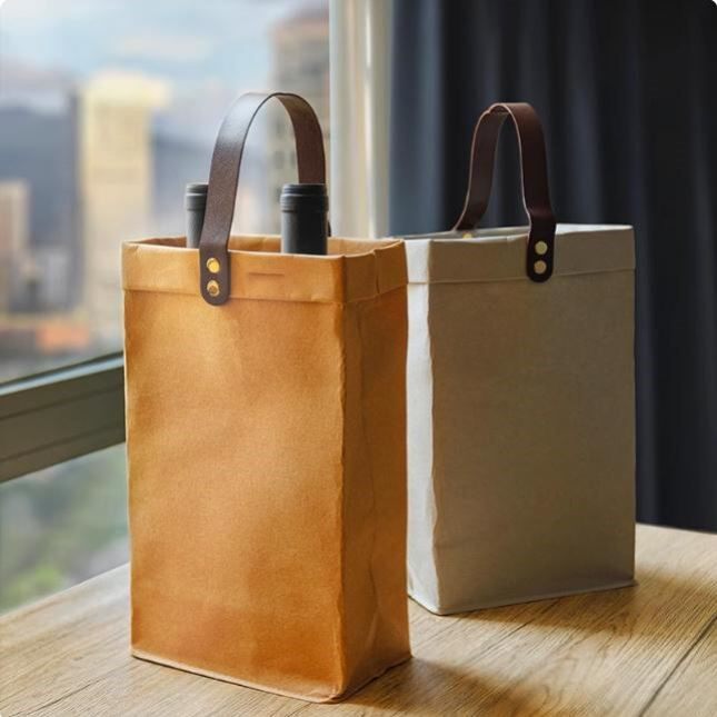 高档红酒手提袋红酒包装礼盒两只装可水洗牛皮纸葡萄酒礼品袋送礼