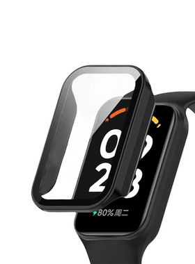 秒魔适用Redmi红米手环2保护壳手环3保护套全包壳膜一体小米手环2钢化膜防摔PC硬壳超薄防刮花手环2男女生潮