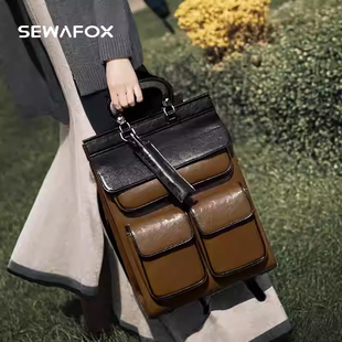 2026新款双肩包女款高级感英伦大容量书包设计感小众通勤电脑背包