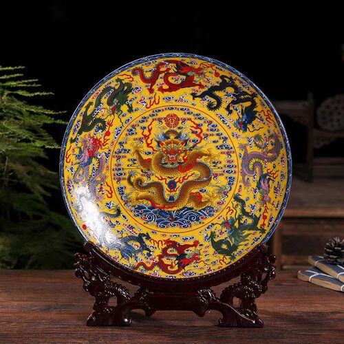Jingdezhen porcelain plate Chinese living rPoom home ceramic