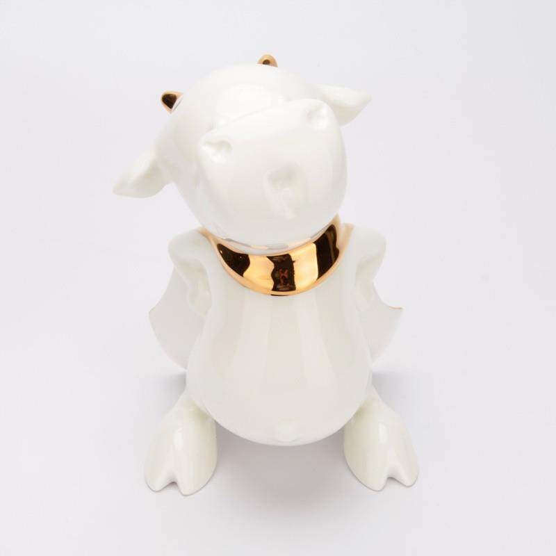 永丰源陶瓷卡通生肖牛气冲天金色红色披风牛摆件储畜罐存钱罐
