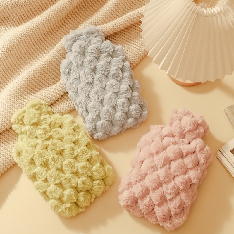 注水热水袋毛绒暖手袋可爱肚子防爆被窝灌水加厚暖水袋热敷加厚