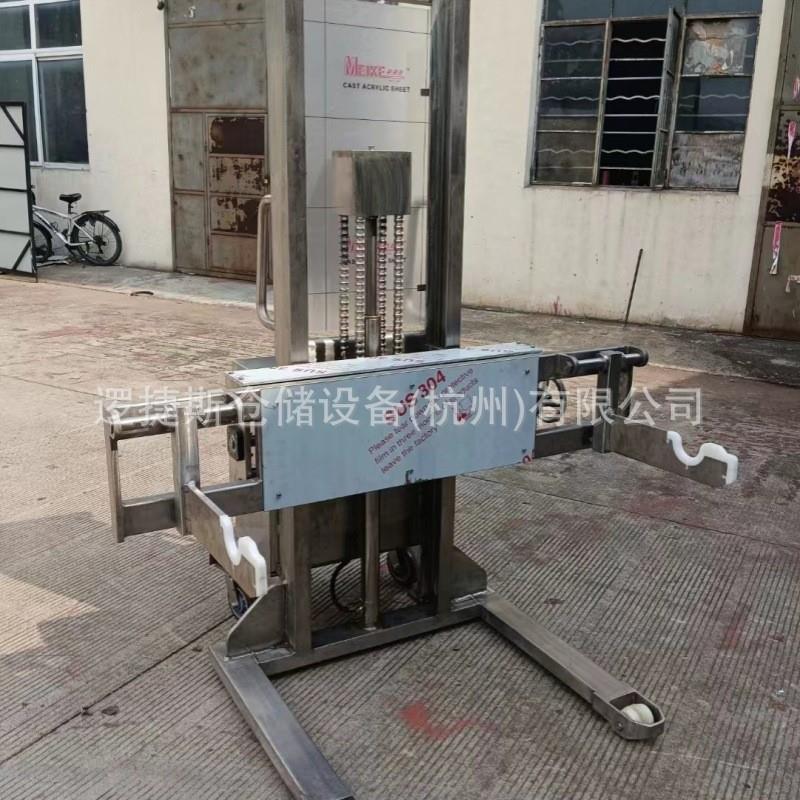 供应非标半电动不锈钢堆高车上料叉车 带侧移半自动托架升高车