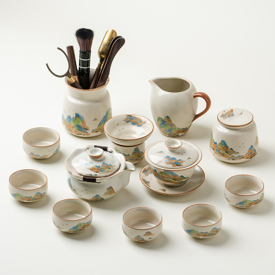 新款汝窑茶具套装家用办公室客厅喝茶泡茶盖碗茶壶茶杯子陶瓷整套