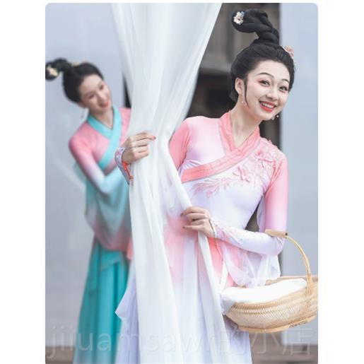新款唤鱼服清歌舞蹈儿童成人目剧艺考大摆裙古典舞演出服女飘逸中