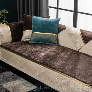 新款北欧轻奢真皮奢沙垫子木套罩巾四季通用高档华防发滑实靠背巾