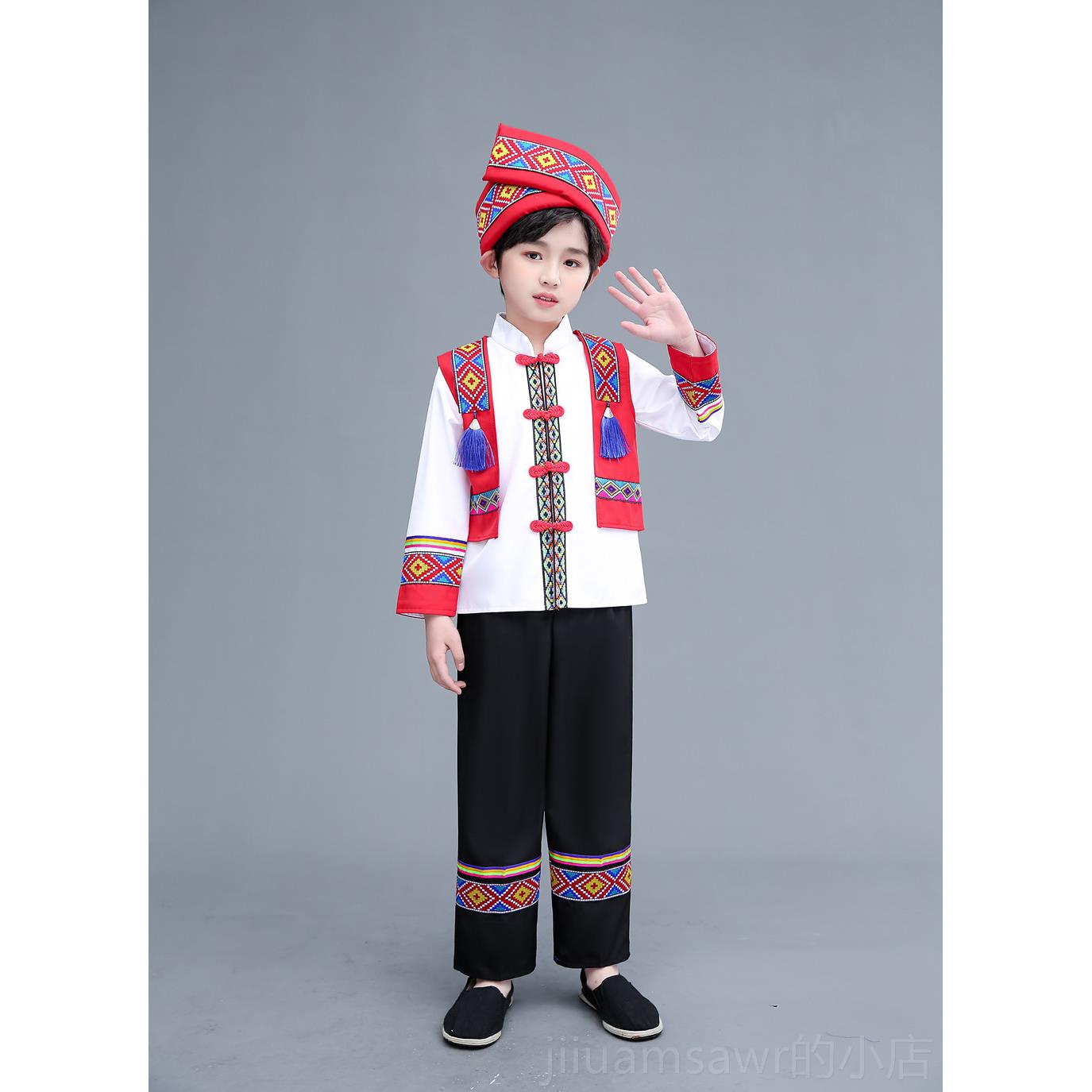 新款款新儿童仫佬族服装男女童舞蹈演出少数民服幼儿舞台族合唱表