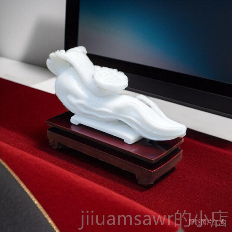 新款天然石阿富玉汗白玉人参如意摆件家饰居玄关装结婚礼纯手工雕