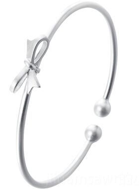 新款c子lect珂里蝴蝶结银银手镯女纯年轻款999足银镯实心银饰生日