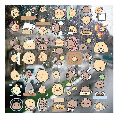 呆萌可爱小土豆UV转印贴diy手账本手机壳电动牙刷防水晶标杯贴纸