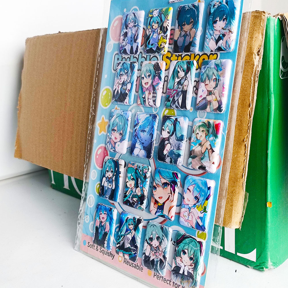 初音未来3D加厚立体泡泡贴纸PVC人造皮革泡棉贴防水手帐本定制