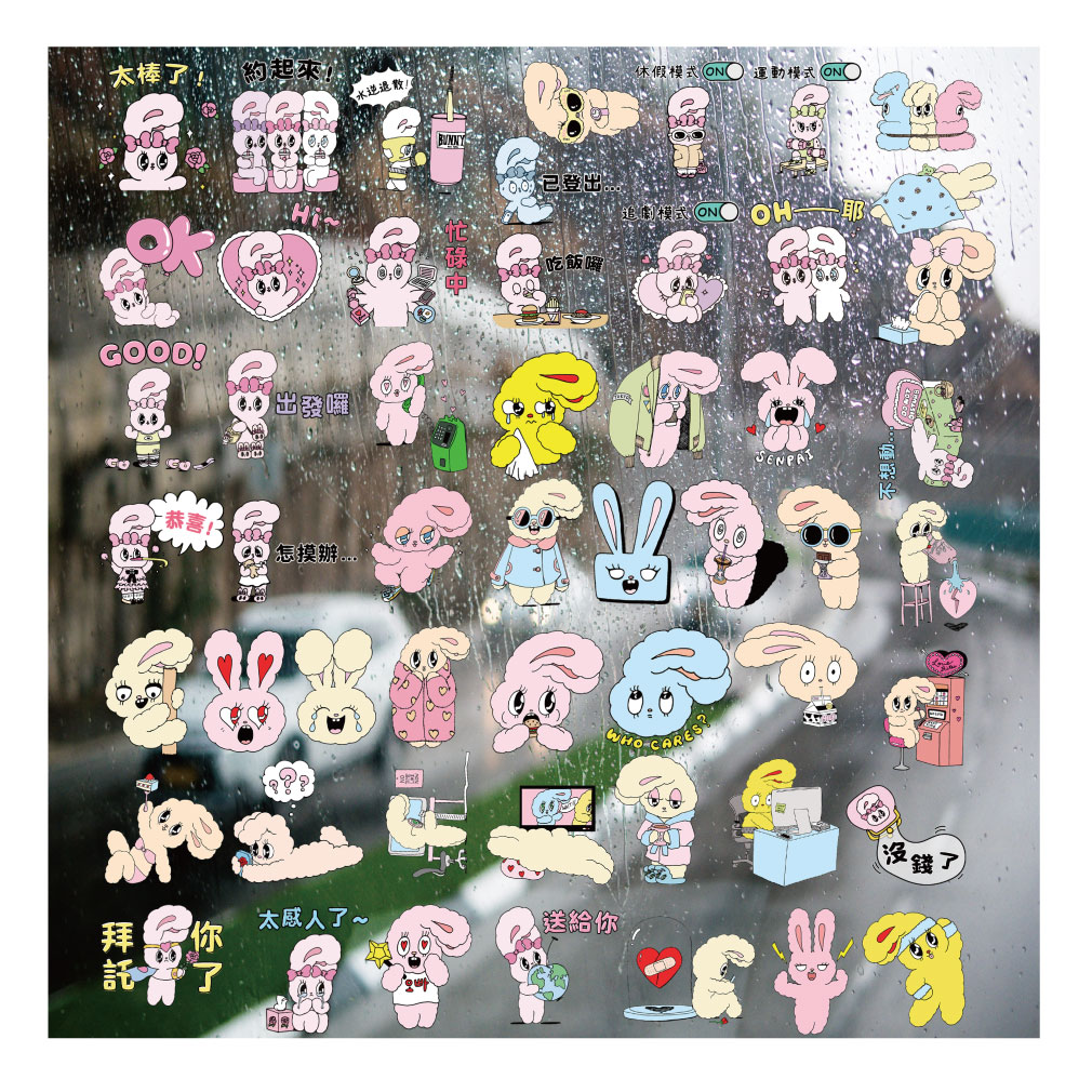 卡通艾丝乐兔UV转印贴diy手账本手机壳水晶标签防水杯装饰贴纸